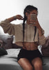 Blusão Cropped Em Moletom Com Capuz