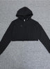 Blusão Cropped Em Moletom Com Capuz
