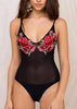 Body Tule Preto Bordado Floral