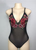 Body Tule Preto Bordado Floral