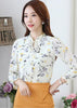Blusa Gola Laço Floral Manga Longa