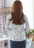 Blusa Gola Laço Floral Manga Longa