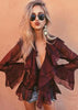 Blusa Chiffon Manga Flare com Babados