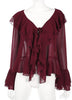 Blusa Chiffon Manga Flare com Babados