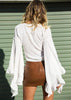 Blusa Babado Manga Flare de Amarrar
