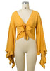 Blusa Babado Manga Flare de Amarrar