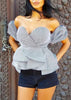 Blusa Tomara Que Caia Listrado Com Babado