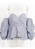 Blusa Tomara Que Caia Listrado Com Babado