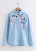 Camisa Jeans Feminina Bordada