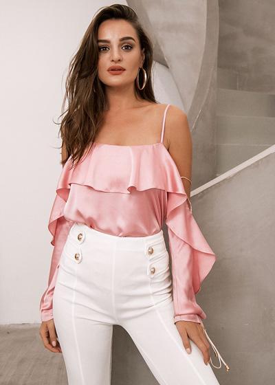 Blusa de Alcinha de Cetim com Babado