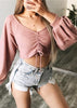 Blusa Cropped Manga Bufante