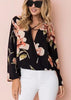 Blusa Mullet Estampada Decote v Transpassado