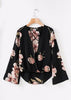 Blusa Mullet Estampada Decote v Transpassado