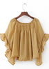 Blusa Ombro a Ombro Manga Flare com Babado