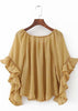 Blusa Ombro a Ombro Manga Flare com Babado