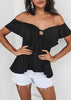 Blusa Assimétrica Ombro a Ombro com Babado
