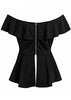 Blusa Assimétrica Ombro a Ombro com Babado