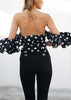 Blusa de Poá Tomara que Caia com Babado
