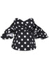 Blusa de Poá Tomara que Caia com Babado