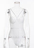Body Renda Tule com Tiras Strappy