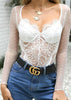 Body Renda Transparente Manga Longa