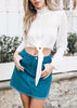Blusa Cropped de Poá Com Babado na Gola
