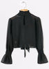 Blusa Cropped de Poá Com Babado na Gola
