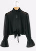Blusa Cropped de Poá Com Babado na Gola