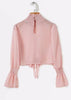 Blusa Cropped de Poá Com Babado na Gola