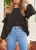 Blusa Manga Longa Ombro Vazado com Babado