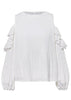 Blusa Manga Longa Ombro Vazado com Babado