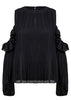 Blusa Manga Longa Ombro Vazado com Babado