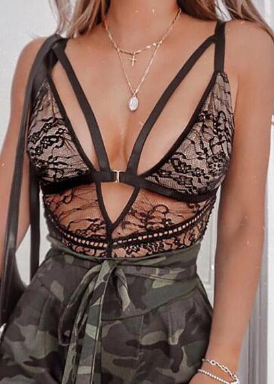 Body Strappy Renda com Tule