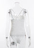 Body Strappy Renda Recorte em Tule