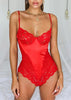Body Renda Tule Vermelho