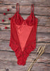 Body Renda Tule Vermelho