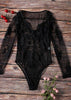 Body Renda Tule Manga Longa