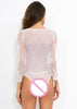 Body Renda Tule Manga Longa