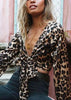 Blusa Cropped de Amarrar com Estampa de Onça
