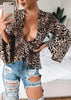 Blusa Onça Manga Flare com Amarração Frontal