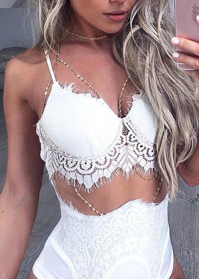Body Renda com Recorte na Frente