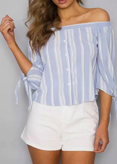 Blusa Listrada Ombro a Ombro