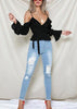 Blusa Ombro Vazado com Babado