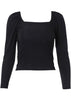 Blusa Cropped Manga Longa Decote Quadrado