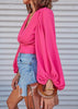 Blusa Cropped Decotado Manga Bufante