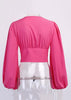 Blusa Cropped Decotado Manga Bufante