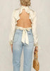 Top Cropped Cetim Gola Alta Aberto nas Costas