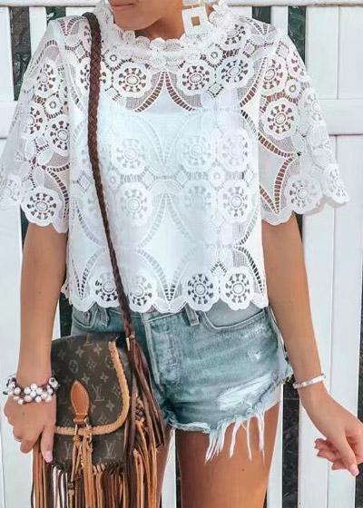 Busa Cropped Branca de Renda