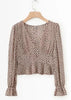 Blusa Crepe Estampada Animal Print Manga Sino