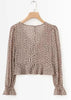 Blusa Crepe Estampada Animal Print Manga Sino
